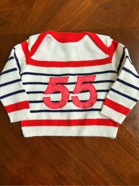 Vintage Little Angel Original Striped Red White Navy Sweater 12 Month